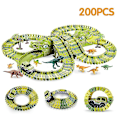 Pikkukuva 1 / 5: Hhcx Dinosaur Race Track Set Rail Car Less Assembly Bend Flex Racing Track Led Elektroninen Flash Light Autolelut lapsille 200pcs set