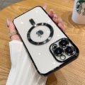Miniatyrbild 1 av 4: Mode Transparent Magnetisk Trådlöst Case För Magsafe För Iphone 14 Plus 13 12 11 Pro Max Plating Mjukt Cover Black For iPhone 13 Pro