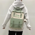Miniatyrbilde 3 av 4: Kvinner Nylon Ryggsekk Godteri Farge Vanntett Skolevesker For Tenåringer Jenter Patchwork Ryggsekk Dame Ryggsekk rød red
