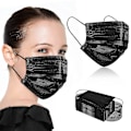 Miniatyrbild 1 av 5: 100 stycken svarta engångsmasker, svarta masker engångsmasker med 3 lager andas för vuxna, svarta masker