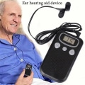 Miniatyrbilde 2 av 4: Lydforsterker - Pocket Sound Voice Enhancer-enhet med Duo Mic/øre Pluss ekstra hodetelefon- og mikrofonsett, personlig hørselsforsterker