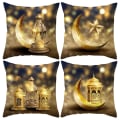 Miniatyrbilde 1 av 5: Ramadan-pyntputetrekk Gull Moon Star Eid Mubarak festlig putetrekk Multicolor