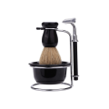 Miniatyrbilde 1 av 2: Barberblader 4 i 1 manuell barberhøvelsett for barberbarberskjegg Skjegg Svart