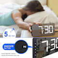 Miniatyrbild 4 av 5: ny stil Digital Alarm Clock Large Mirrored Led Clock Snooze Function Dimming Mode Beside Clock For Bedroom Decor -black