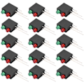 Miniatyrbillede 8 af 8: 100 stk. sorte firkantede LED-holdere med dobbelte huller og buet base, 3 mm røde og grønne lys