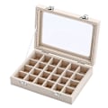 Miniatyrbillede 3 af 4: 24 Grids Fløjlsglas Smykker Ring Display Organizer Box Øreringe Opbevaringsholder Smykker Display Box gray