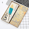 Miniatyrbillede 5 af 5: Kalligrafi fjer Dip med 5 Nib Fjærpen Pen Skriveblæk Sæt Gaveæske Bryllup Fyldepen Yellow
