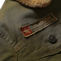 Miniatyrbilde 4 av 5: Menn Vinter Pluss Velvet Coat Lapel Tykk Arbeidstøy Jakke Varmt uformelt yttertøy Army Green M