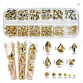 Miniatyrbillede 1 af 5: 3d Glitter Nail Art Ab/farverig Hotfix Rhinestones Flatback Crystal Diamond Gems Multi Size12 Gird Style 12
