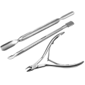 Miniatyrbillede 1 af 4: Pusher Scraper Spatel Negle Clipper Rustfrit stål Cuticle Pusher Sæt med 3
