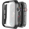 Miniatyrbillede 1 af 4: Hård pc-etui med skærmbeskytter af hærdet glas, kompatibel med Apple Watch Series 6 Se Series 5 Series 4 40 mm - Sort, 2 stk.