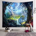 Pikkukuva 1 / 3: Metsälinnan seinäriipus, Psykedeelinen unelma Tapestry Fairy Tale Tapestry