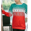 Miniatyrbillede 3 af 5: Hhcx-christmas Dame Langærmet striktrøje Xmas Print Jumper Toppe Red XL