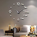 Miniatyrbillede 1 af 5: Wall Sticker Clock Diy Simple Silent Clock Black (50x50cm) silver