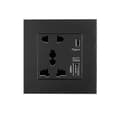 Miniatyrbillede 2 af 3: Strøm 2100ma USB-stik Krystalglaspanel 13a Stikkontakt med Type C-interface - WK Black 1PC