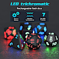 Miniatyrbillede 5 af 5: 7 stk/sæt Den elektroniske terningglød LED-terninger Magic Trick Pixels DND Board Rollespil MTG Bordspil 7 luminous dice*charging box
