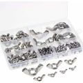 Miniatyrbilde 1 av 5: Vingmuttrar, 100 st rostfritt stål metrisk gänga M3 M4 M5 M6 M8 M10 M12 Butterfly Wing Nuts Sortimentssats for gjør-det-själv-verktøy julklapp