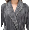 Miniatyrbillede 5 af 5: ny stil Dame Lang badekåbe Kvinder Mikrofiber Vinter Varm Fluffy Morgenkåbe Sauna Morgenkåbe Nattøj Julegave - Grå M