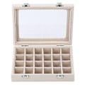 Miniatyrbillede 1 af 4: 24 Grids Fløjlsglas Smykker Ring Display Organizer Box Øreringe Opbevaringsholder Smykker Display Box khaki