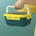 Miniatyrbilde 3 av 5: Bento-bokser i plast Beholdere 3 rom Design lunsjboks for utendørs campingpiknik Yellow And Blue