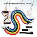 Miniatyrbild 1 av 5: Blå motståndsband Set Latex träningsband Stretchträning Gymutrustning Dragrep Fitness Elastisk träning Expander