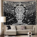 Pikkukuva 1 / 5: Skeleton Tapestry Gothic Bohemian Seinäkoriste Kodinsisustus Peitto päiväpeite 148x200cm