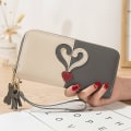 Miniatyrbillede 2 af 4: Kvinders hjerte multifunktion pung pengetaske Lady Long Pu læder lynlås clutch taske pung kortholder kvinde pung Green