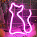Miniatyrbild 3 av 5: Cat Neonskylt-neonskylt Väggdekoration Ledskylt Batteri eller USB driven Rosa