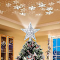 Miniatyrbilde 1 av 5: Juletre Topper Opplyst Stjerne, Projektor For Juletre Ornament silver star