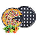 Miniatyrbilde 2 av 4: Pizzabakesett, non-stick perforerte pizzabrett, for ovn, 2 stk