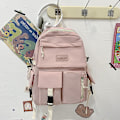 Miniatyrbild 1 av 4: Stor kapacitet Canvas Svart Ryggsäck Lätt Enkel Resväska Canvas Ryggsäck Student Skolväska Canvas Student Dragkedja Ryggsäck Rosa Pink