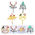 Miniatyrbillede 3 af 3: 4 stk Juletema Kage Topper Xmas Kage Decor Topper Akryl Kage Topper