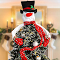 Miniatyrbilde 4 av 4: Snowman Christmas Tree Topper - Snodig feriedekorasjon og pynt til hjemmet, O