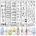 Miniatyrbilde 1 av 5: 6 stk Stemplingsplater Nail Art Sett Blomst Minimalistisk Geometriske Linjer Blader Mønster Temabilde Diy Nail Art Stempel Platestempel