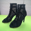 Miniatyrbillede 4 af 5: Dame High Top Dansesko Sorte Ballroom Støvler Salsa Tango Sko Pige