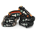 Pikkukuva 5 / 5: Survival Paracord Rannekoru; 5 in 1 Survival Kit. Laskuvarjo, piikivipilli, kompassi, kaavin/pullonavaaja. Retkeilyyn, retkeilyyn