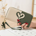 Miniatyrbillede 1 af 4: Kvinders hjerte multifunktion pung pengetaske Lady Long Pu læder lynlås clutch taske pung kortholder kvinde pung Green