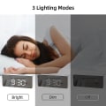 Pikkukuva 3 / 4: Led Mirror Digital Pöytäkellon näyttö Päivämäärä Lämpötila Yhteensopiva Home Makuuhuoneen Työpöytä Electron kanssa