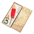 Miniatyrbild 1 av 5: Kalligrafi fjäder dopp med 5 spets penna penna skrivbläck set presentask bröllop reservoarpenna Red