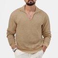 Miniatyrbilde 1 av 5: V-hals for menn mote slim lange ermer Khaki XL