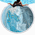 Miniatyrbild 5 av 5: 150 cm Rund Strandhandduk Vuxen Färgglad Kvicksand Dusch Badhandduk Simhandduk STT-056 Cyan Gray
