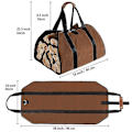 Miniatyrbillede 2 af 5: Stor Canvas Log Carrier Bag, 38x18 Heavy Duty Voksbehandlet Pejs Brænde Mulepose Til Indendørs Brændeovne Udendørs