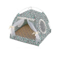 Miniatyrbillede 1 af 5: Universal kattetelt Kattehus lukket komforttelt med gulvtilbehør til hvalpehus til kæledyr M 06 Leopard-grøn M 06 Leopard-Green