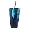 Miniatyrbild 1 av 4: 500 ml tumlare i rostfritt stål med halmgradient färg dubbelvägg drickskoppar kaffemuggar Blue