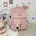 Miniatyrbild 4 av 4: Stor kapacitet Canvas Svart Ryggsäck Lätt Enkel Resväska Canvas Ryggsäck Student Skolväska Canvas Student Dragkedja Ryggsäck Rosa Pink