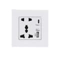 Miniatyrbillede 2 af 3: Strøm 2100ma USB-stik Krystalglaspanel 13a Stikkontakt med Type C-interface - WK White 1PC