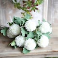 Miniatyrbillede 2 af 4: 6 stk dobbelthovedet mælkebøtte simuleringsblomst kunstig silke falske blomster til bryllupsfestival dekoration White