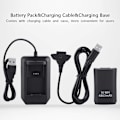 Miniatyrbillede 2 af 5: Kit til Xbox 360-controller, 2*4800mAh batteri USB-opladningskabel+opladningsbase