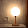 Miniatyrbild 1 av 5: Bordslampa sladdlös utdragbar bambufot LED varmvit/vit H28cm