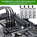 Pikkukuva 5 / 5: M.2 Nvme Key-m To 4 Ports Pci-e 1x USB 3.0 Riser Card, M.2 B-key Pci-e Adapter Card for Btc Miner E Black